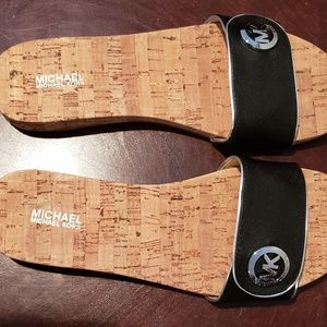 Michael Kors Lee Leather Slide Sandals